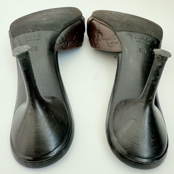Gucci Vintage Brown Leather Guccissima Horsebit Mules Sandals Heels 8 - Picture 7 of 8